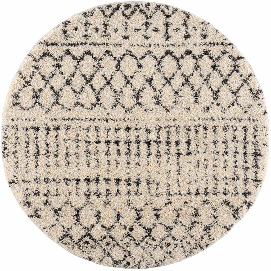 Kibureau Cream Trellis Shag Area Rug-2