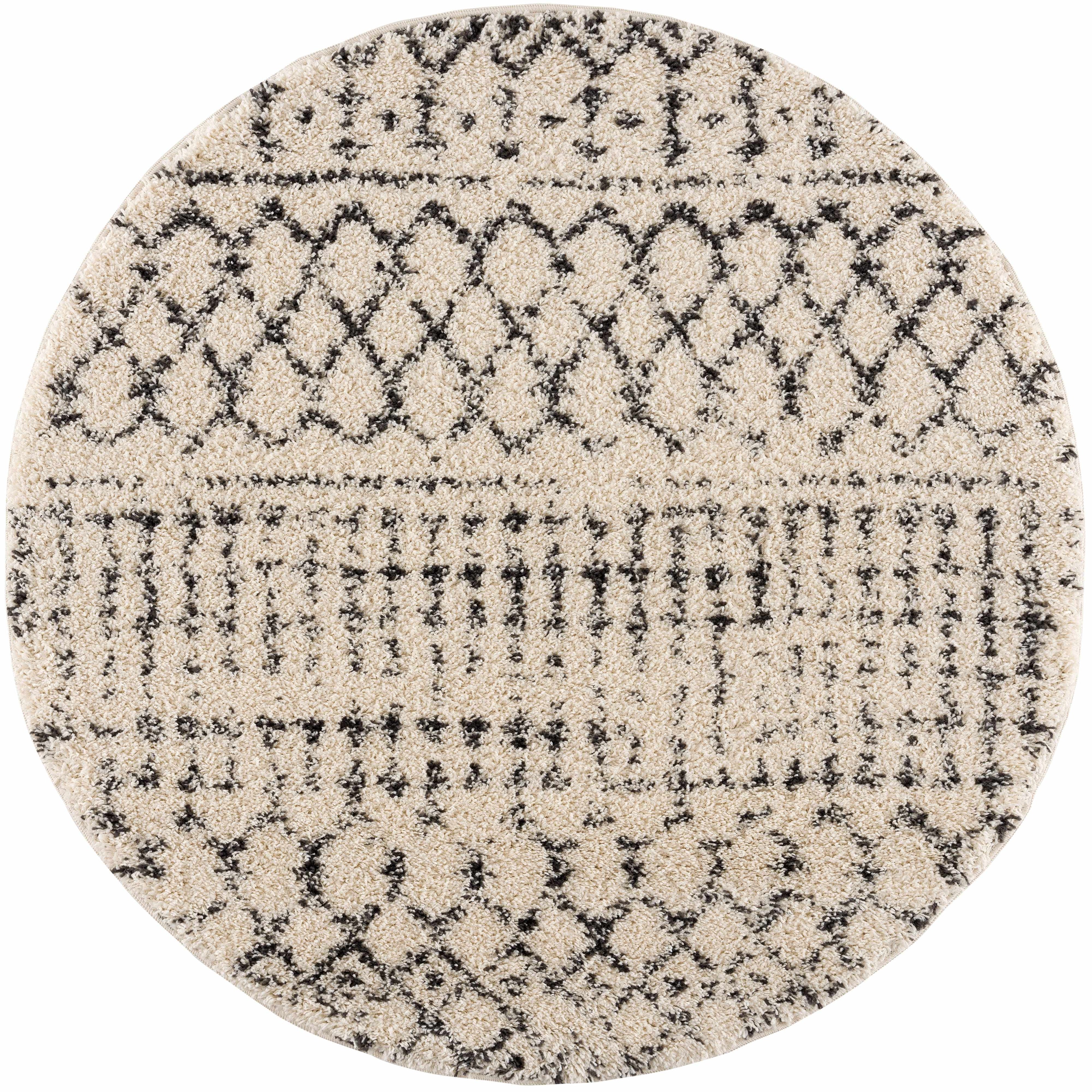 Kibureau Cream Trellis Shag Area Rug-2