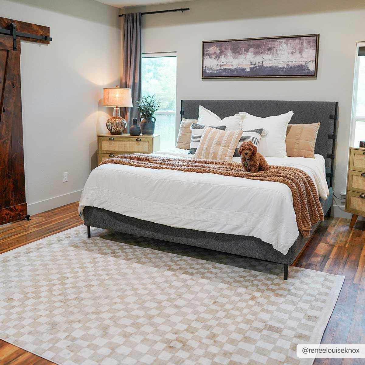 Benjy Cream & Gold Checkered Area Rug-0