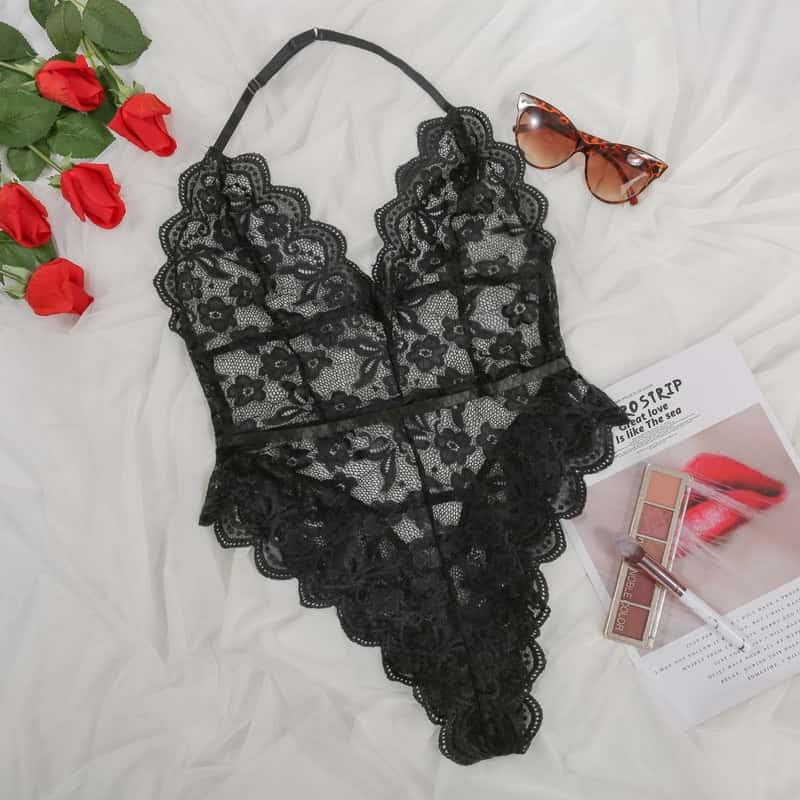Black Multicolor Lace Floral Sheer Sexy Teddies Overview