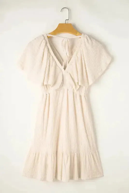 Beige Cutout Back Mini Dress-3