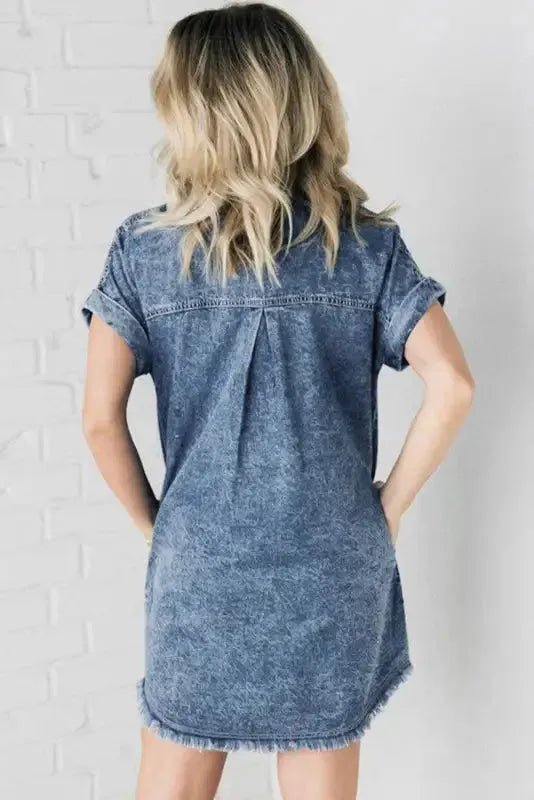 Blue Wash Mini Denim Dress-1