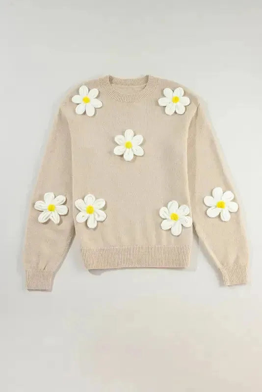 Floral Crochet Chunky Knit Sweater-4
