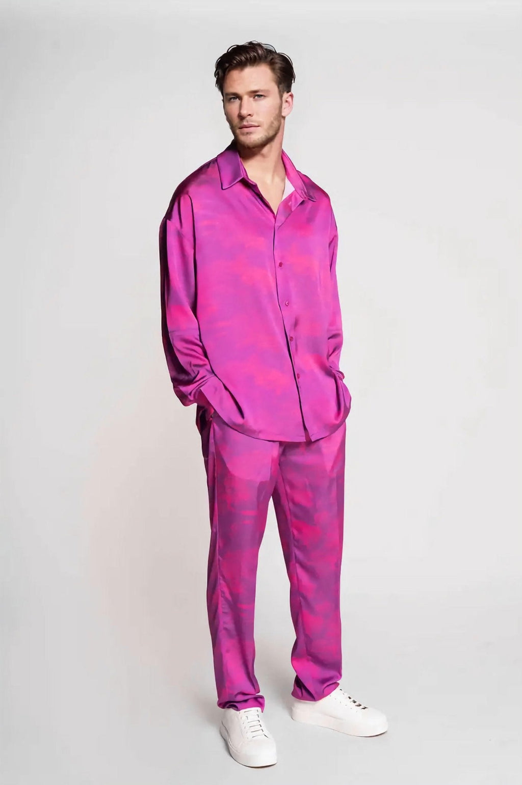 French-Made 100% Silk Savanna Print Pants-1