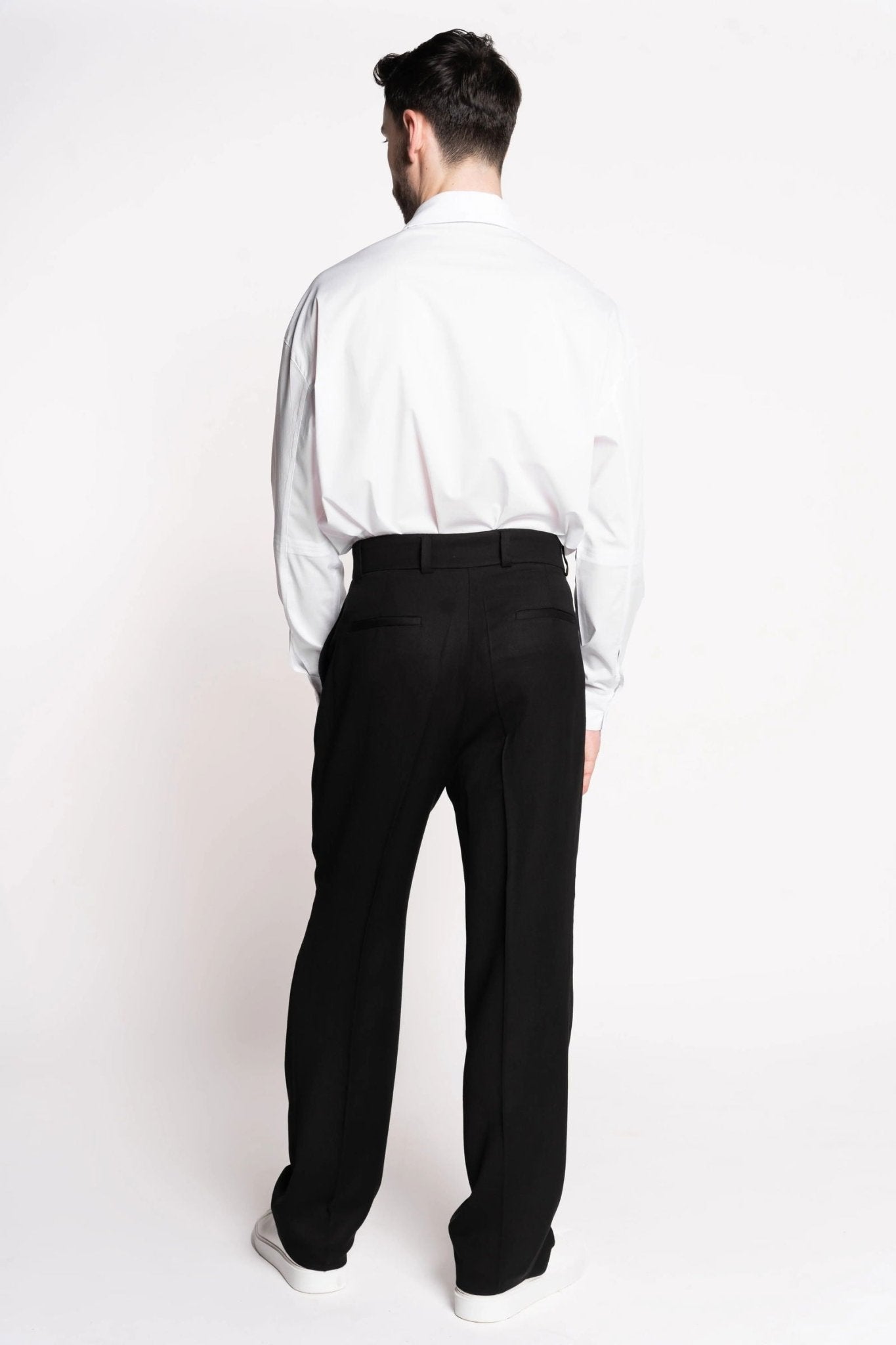 French-Made Thick Cold Wool Pleated High-Waisted Pants-1