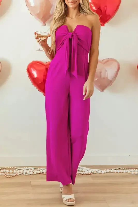 Fuchsia Flair Strapless Jumpsuit-4