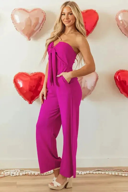 Fuchsia Flair Strapless Jumpsuit-2