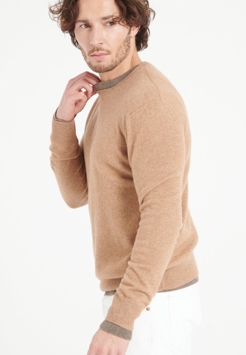 Pull col rond cachemire camel homme - LUKE 2-3
