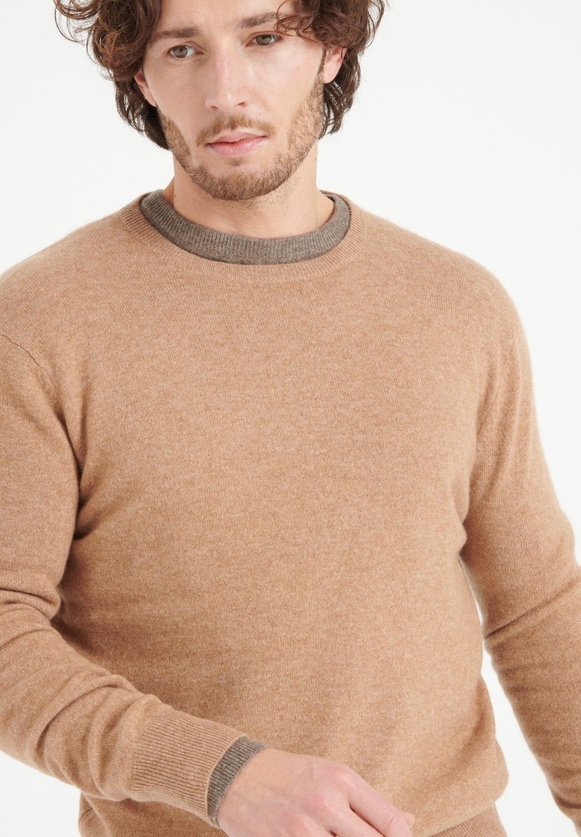 Pull col rond cachemire camel homme - LUKE 2-0