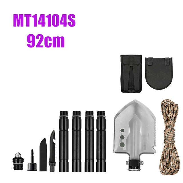 MT14104 Outdoor Titanium Camping Shovels with Steel Bucket Multifunction Folding Shovel Metal Garden Hand Shovels For Hiking-4