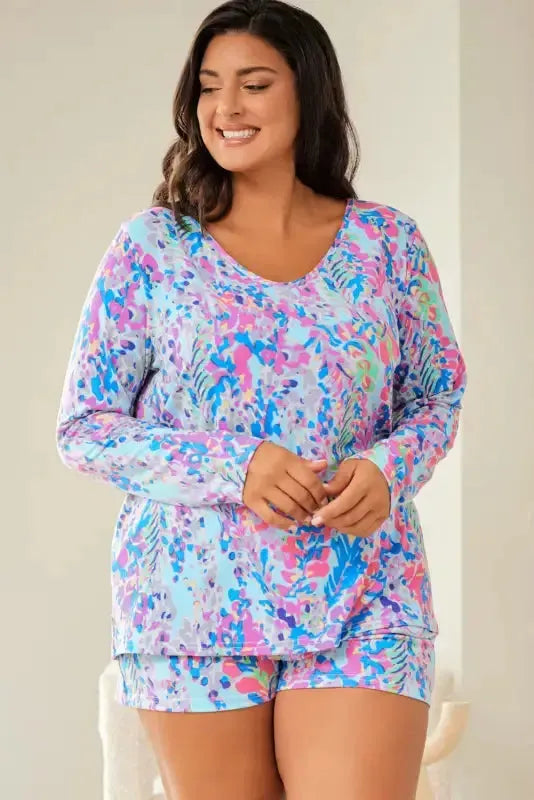 Purple Abstract Floral Print Sleeveless Maxi Dress-7