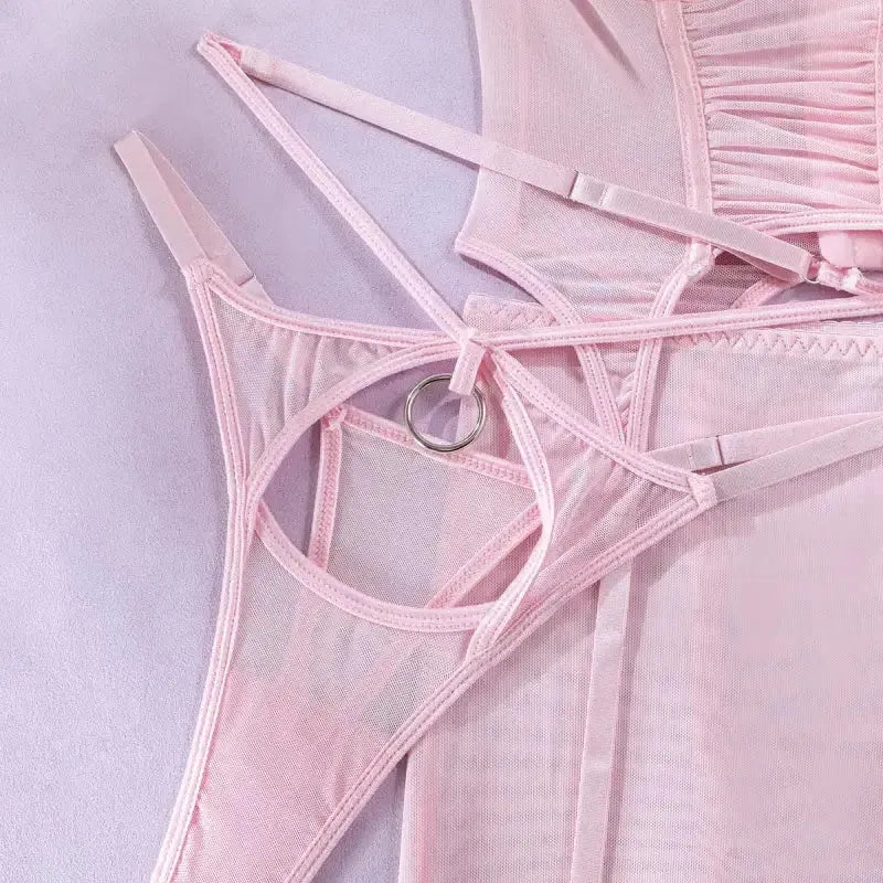 Romantic Tulle Bustier and Skirt Lingerie Set-4
