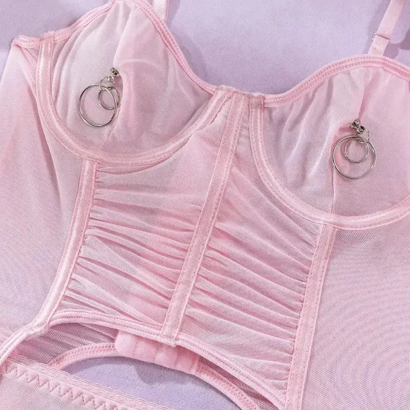 Romantic Tulle Bustier and Skirt Lingerie Set-3