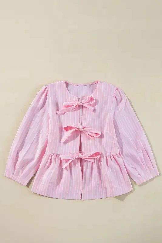 Rosy Ribbon Puff Blouse-3