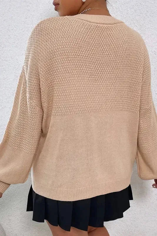 Smoke Gray Floral Applique Drop Shoulder Bubble Sleeve Cardigan-1