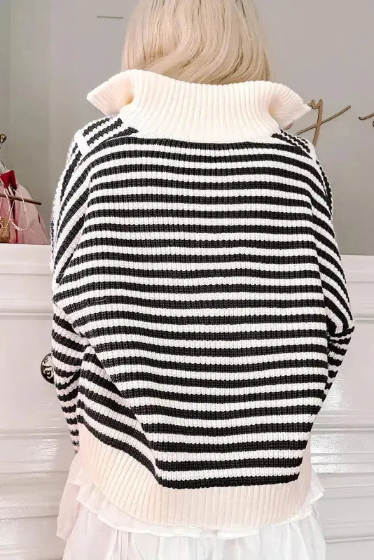 Urban Noir Stripe Zip Sweater-1