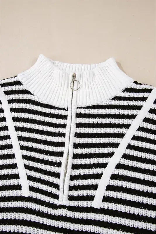 Urban Noir Stripe Zip Sweater-3