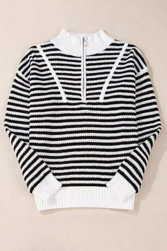 Urban Noir Stripe Zip Sweater-2