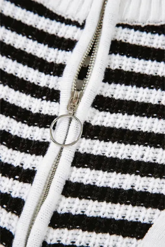 Urban Noir Stripe Zip Sweater-4